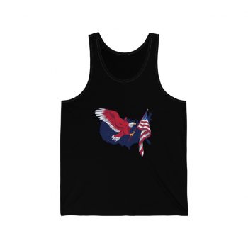 Adult Unisex Jersey Tank Shirt Top - American Eagle USA Map Flag