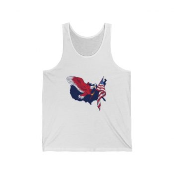 Adult Unisex Jersey Tank Shirt Top - American Eagle USA Map Flag