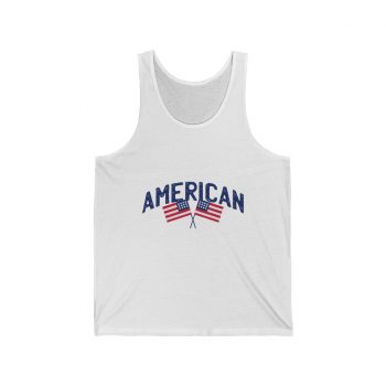 Adult Unisex Jersey Tank Shirt Top - American Two USA Flags