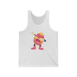 Adult Unisex Jersey Tank Shirt Top - Dancing Dabbing Easter Egg Pink Orange