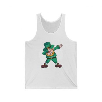 Adult Unisex Jersey Tank Shirt Top - Dancing Leprechaun Dabbing St Patricks Day