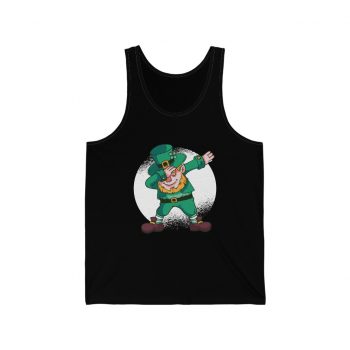 Adult Unisex Jersey Tank Shirt Top - Dancing Leprechaun Dabbing St Patricks Day