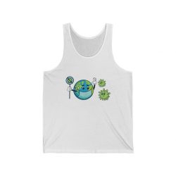 Adult Unisex Jersey Tank Shirt Top - Earth Face Mask Fighting Coronavirus Covid 19