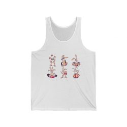 Adult Unisex Jersey Tank Shirt Top - Easter Bunnies with Easter Eggs Bunny