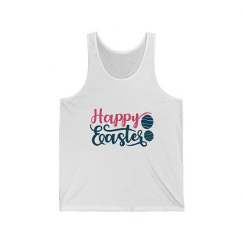 Adult Unisex Jersey Tank Shirt Top - Easter Greetings - Blue Turquoise Teal