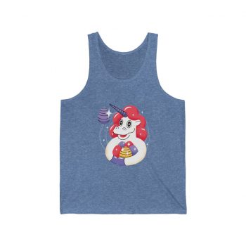 Adult Unisex Jersey Tank Shirt Top - Easter Unicorn with Eggs