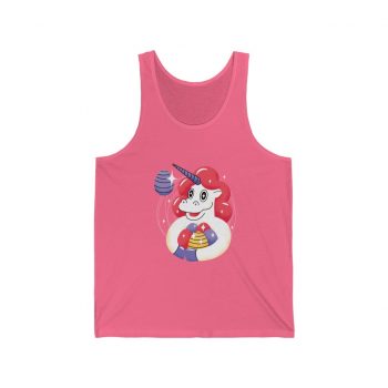 Adult Unisex Jersey Tank Shirt Top - Easter Unicorn with Eggs