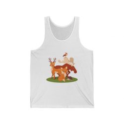 Adult Unisex Jersey Tank Shirt Top - Forest Animals Fox Deer Moose Possum