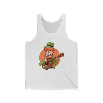 Adult Unisex Jersey Tank Shirt Top - Guitarist Leprechaun St Partrick's Day