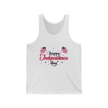 Adult Unisex Jersey Tank Shirt Top - Happy Independence Day Flag Stars USA