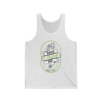 Adult Unisex Jersey Tank Shirt Top - Happy St Patrick's Day Good Luck Beer Stein Clover