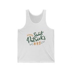 Adult Unisex Jersey Tank Shirt Top - Happy St Patricks Day Orange Green