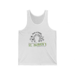 Adult Unisex Jersey Tank Shirt Top - Have a Happy St Patricks Day Horse Shoe Clover