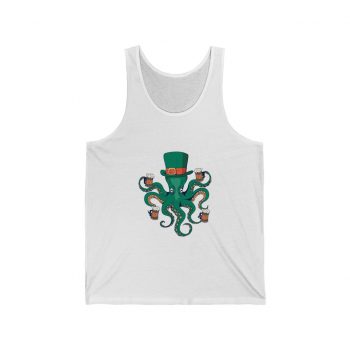 Adult Unisex Jersey Tank Shirt Top - Leprechaun Octopus St Patricks Beer Stein