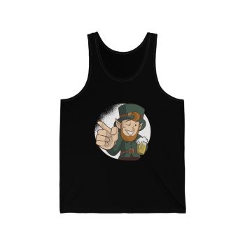 Adult Unisex Jersey Tank Shirt Top - Leprechaun Wink Winking Beer St Patricks