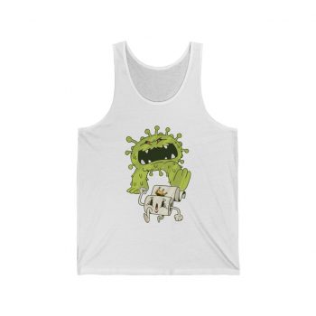 Adult Unisex Jersey Tank Shirt Top - Monster Coronavirus Toilet Paper