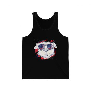 Adult Unisex Jersey Tank Shirt Top - Pitbull Pit bull USA American Flag