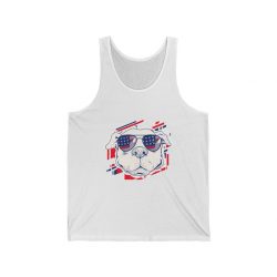 Adult Unisex Jersey Tank Shirt Top - Pitbull Pit bull USA American Flag