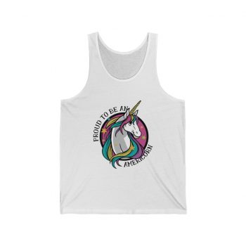 Adult Unisex Jersey Tank Shirt Top - Proud To Be An Americorn - American Unicorn