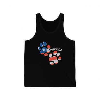 Adult Unisex Jersey Tank Shirt Top - Purrica Cat Footprint USA America Flag