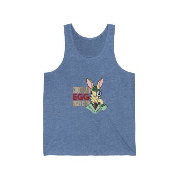 Adult Unisex Jersey Tank Shirt Top Several Colors - Chocolate Egg Inspector Sherlock Detective Easter