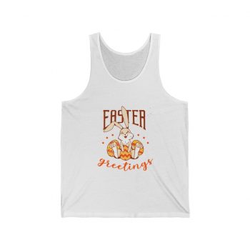 Adult Unisex Jersey Tank Shirt Top Several Colors - Easter Greetings - Bunny Easter Eggs