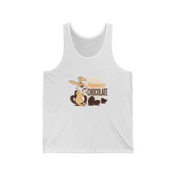 Adult Unisex Jersey Tank Shirt Top Several Colors - Happiness Is Chocolate Eggs Easter Bunny