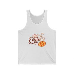 Adult Unisex Jersey Tank Shirt Top Several Colors - Happy Easter - Bunny Balancing on a Easter Egg