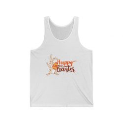 Adult Unisex Jersey Tank Shirt Top Several Colors - Happy Easter - Bunny Holding an Easter Egg