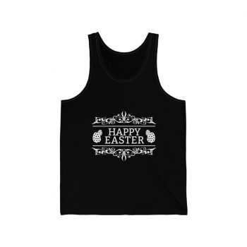 Adult Unisex Jersey Tank Shirt Top Several Colors - Happy Easter - Easter Eggs