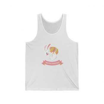 Adult Unisex Jersey Tank Shirt Top Several Colors - Hoppy Easter Bunny Egg