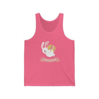 Adult Unisex Jersey Tank Shirt Top Several Colors - Hoppy Easter Bunny Egg