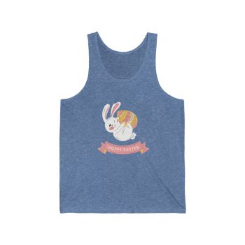 Adult Unisex Jersey Tank Shirt Top Several Colors - Hoppy Easter Bunny Egg