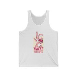 Adult Unisex Jersey Tank Shirt Top Several Colors - Sweet Happiness - Easter Bunny with Easter Egg