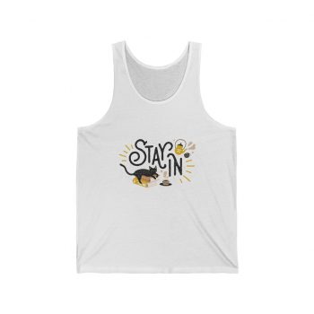 Adult Unisex Jersey Tank Shirt Top - Stay In Cat Coronavirus Covid 19