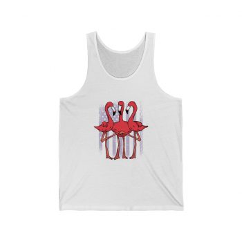 Adult Unisex Jersey Tank Shirt Top - Three Flamingos American Flag