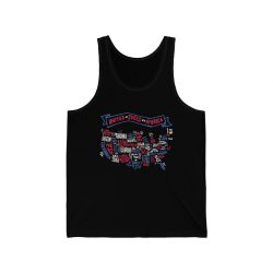 Adult Unisex Jersey Tank Shirt Top - United States of America Text Map