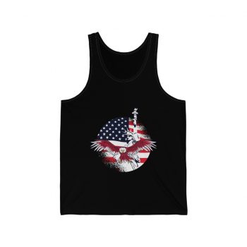 Adult Unisex Jersey Tank Shirt Top - USA Flag American Eagle Statue of Liberty