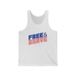 Adult Unisex Jersey Tank Shirt Top - USA Flag Free and Brave