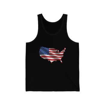 Adult Unisex Jersey Tank Shirt Top - USA Flag Map of United States