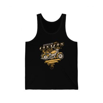 Adult Unisex Jersey Tank Shirt Top - Vintage Motorcycle American Customs Powered