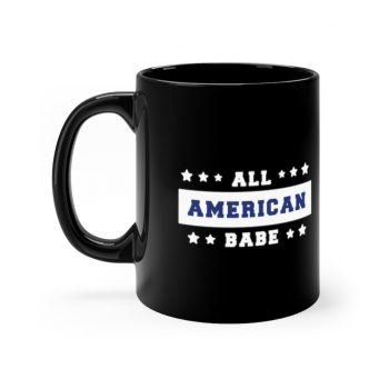 Black Coffee Mug - 4th Of July All American Babe Girl