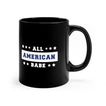 Black Coffee Mug - 4th Of July All American Babe Girl