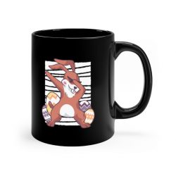 Black Coffee Mug - Dabbing Easter Bunny Eggs Rabbit