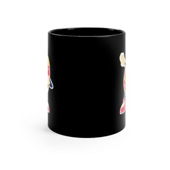 Black Coffee Mug - Dancing Dabbing Easter Egg Pink Orange