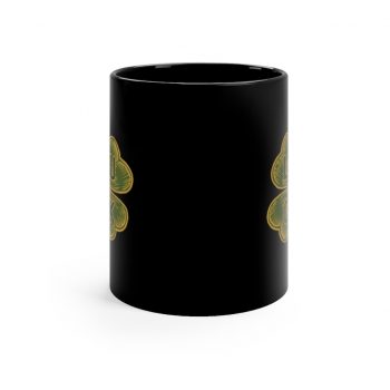 Black Coffee Mug - Four Leaf Clover Luck