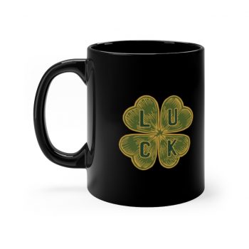 Black Coffee Mug - Four Leaf Clover Luck