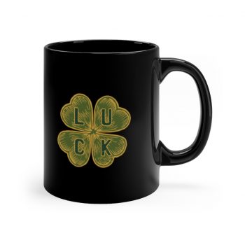 Black Coffee Mug - Four Leaf Clover Luck