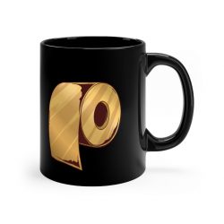 Black Coffee Mug - Gold Golden Toilet Paper Coronavirus Covid-19