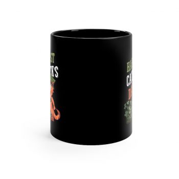 Black Coffee Mug - Happy St Catrick's Day Cat Clover